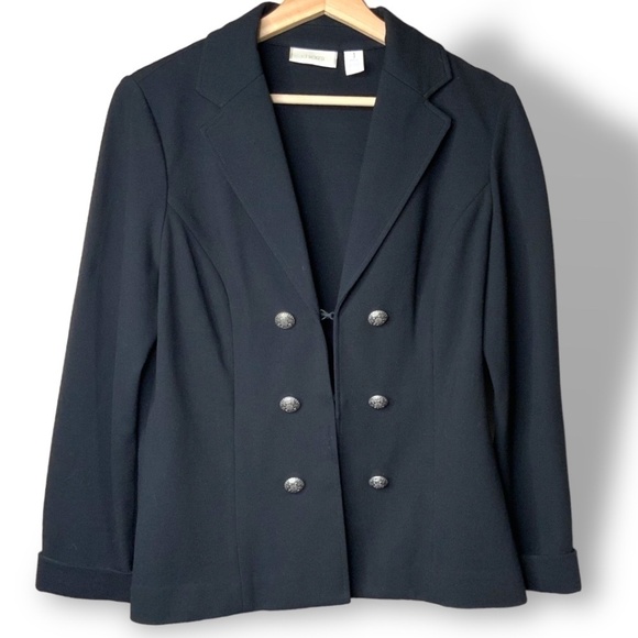 Chico’s Black Unstructured Double Breasted Blazer Notched Collar Rolled Cuffs M - Picture 1 of 10
